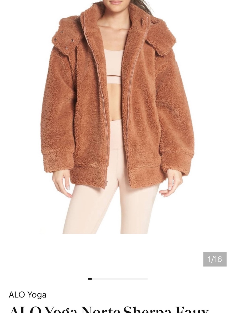 ALO Yoga Norte Sherpa Zip Hoodie in Brown/S